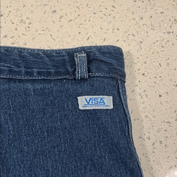 Vintage 1970s VISA Cotton Super High Rise Straight Leg Blue Denim Jeans Size 26 - Picture 9 of 12
